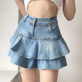Nukty New Woman Trendy Retro Washed Irregular Denim Skirt Female Summer High Waist Denim Skirts Elastic Bodycon Hip Saia jeans