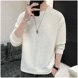 Nukty Spring Autumn Y2K Elegant Fashion KPOP Sweatshirt Man Fashion All Match Long Sleeve Top Solid Color Casual Pullover Male Clothes