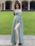 Nukty Sweet Floral Strapless Party Dress for Women Elegant Off Shoulder Princess Evening Dresses Summer A-Line Split Vestidos Robe New