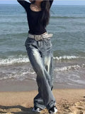 Nukty  Y2K Vintage Baggy Jeans Women Harajuku High Waist Streetwear Oversize Denim Pants Korean Gyaru Grunge Hip Hop Trousers New
