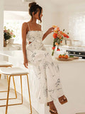 Nukty White Graffiti Print Sweet Sexy Hollow Out V Neck Tassel Sleeveless Evening Dress Women Summer Backless Maxi Dresses A2779