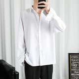 Nukty Shirt Men Solid  Long sleeved Shirt For Men Korean Fashion Shirts Comfortable Blouses Casual Loose Classic Single Breasted Shirt