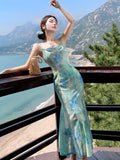 Nukty Summer Spring Mermaid Dress for Women Elegant Spaghetti Strap Princess Bodycon Evening Dresses Slim Waist Lace-up Vestidos Robe