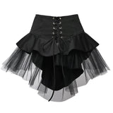 Nukty Women Gothic Punk Corset Skirt Irregular Steampunk Cocktail Mermaid Tulle Belt Skirts