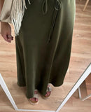 Nukty Long Black Satin Skirts For Women Autumn Winter Maxi Brown Burgundy Skirts Ladies Green Lace Up Women Satin Silk Skirt