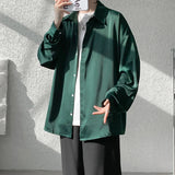 Nukty Korean Fashion Ice Silk Shirts for Men Spring Summer Solid Color Long Sleeve Casual Loose Comfortable Button Up Shirt 5XL-M