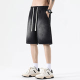 Nukty Summer Men Popular Daily Simple Shorts Male Classic Knee Lenght Denim Short Pants Comfortable Elastic Waist Casual Short Jeans