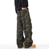 Nukty Men Baggy Camouflage Ripstop Cargo Jeans Male Classic Straight Casual Denim Pants American Style Street Hip Pop Denim Trousers
