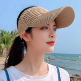 Nukty Fashion Folds Design Women Empty Top Hat Summer Solid Color Large Brim Sunscreen Hat Outdoor Elastic Fabric Sports Sun Cap
