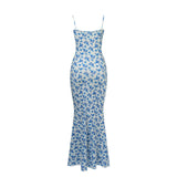 Nukty Backless Slip Floral Maxi Dress Women Summer Trendy Retro Sexy Sleeveless Low Cut Bodycon Beach Party Sundress 2024