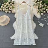 Nukty Bohemian Beach Style Summer Dress Women Crochet Hollow Out Female Dresses Spaghetti Strap Sleeveless Vestidos De Mujer