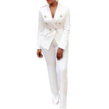 Nukty business casual outfits 2Pcs/Set Blazer Trousers Suit Fashionable Warm High Waist for Holiday Suit Jacket Pants Set Office Blazer Pants Set