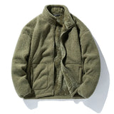 Nukty Winter Fleece Jackets Men Solid Color Loose Casual Warm Coat Mens Stand Collar Outerwear Jacket Harajuku Streetwear Plus Size