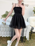 Nukty Sweet Fairy Mini Dress for Women Korean Spaghetti Strap Strapless Sleeveless Princess Party Dresses Femme Solid A-line Vestidos