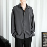 Nukty Shirt Men Solid  Long sleeved Shirt For Men Korean Fashion Shirts Comfortable Blouses Casual Loose Classic Single Breasted Shirt
