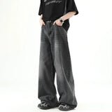 Nukty Men Loose Casual Denim Pants Male Fashion Casual High Waist Straight Wide Leg Trousers High Street Baggy Denim Long Pants