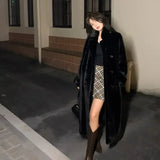 Nukty Winter Women Faux Fur Coat pink black Imitation Mink Fur Jacket Turn-down Thick Keep Warm Long Fashion Overcoat