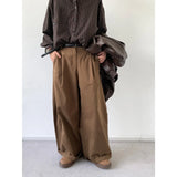 Nukty Japanese Vintage Basic Workwear Trousers For Men Women Spring Autumn Loose-fit Wide-leg Casual Pants Ins Boyfriend Style