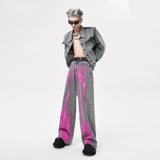 Nukty Coated Jeans Men's American High Street Wasteland Gray Wide-leg Pants Men Women A-type Smoke Gray Floor Pants 2025