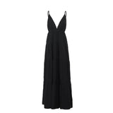Nukty Long Skirt Sexy Open Back Temperament Strap Skirt Vacation Style Dress