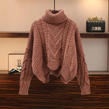 Nukty Winter Warm Two Pieces Sets For Women Outfits Turtleneck Pullover Knitted Twist Sweater+ruffles Patchwork Mesh Skirts Set