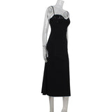 Nukty Women's New Fashionable and Elegant Sleeveless Strap with sequins Splicing Waist cinching and slimming Dress