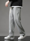 Nukty Spring Autumn Men Sweatpants Korean Fashion Sportswear Drawstring Wide Leg Straight Track Pants Cotton Casual Loose Trousers