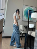 Nukty Vintage Y2k Jeans Women Baggy Kpop Gyaru Streetwear Wide Blue Denim Pants Harajuku Korean Acubi Fashion High Waist Jeans