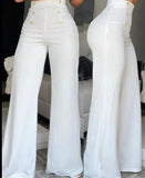 Nukty Elegant High Waist Wide Leg Bootcut Pants Summer European & American Fashion Simple Women's Flared Trousers