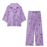 Nukty  Women's Set New Fashion Spring Jacquard Loose Ladies Shirt Summer Women Pants Casual Chic Print Set for Women