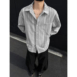 Nukty spring New Long sleeved Shirt Men Fashion Social Mens Dress Shirt Korean Loose Casual Striped Shirts Mens Formal Shirt