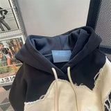 Nukty Hooded Hoodies Men Fashion Ins Loose Korean Style Students Youthful Vitality Cool Teen All-match Patchwork New Autumn Chic