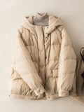 Nukty Winter Oversize Duck Down Coat Women Fashion Warm Thick Hooded Jackets Black Autumn Casual Pocket  Parkas