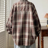 Nukty Spring New Casual Plaid shirt Men's Loose Streetwear Long-sleeved Shirt Retro Shirts Men Classic American style shirt