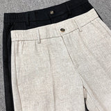 Nukty Men's High Quality Linen Suit Trousers Male Slim Fit Solid Color Business Casual Pants Formal Office Social Trouser Plus Size 38