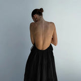 Nukty Long Skirt Sexy Open Back Temperament Strap Skirt Vacation Style Dress