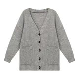 Nukty Women's Sweaters Button Up V-neck Front Pocket Soft Wool Knitted Cardigan Chic Korean Fashion  Outfit Autumn Winter