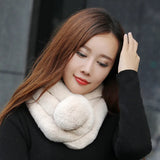 Nukty New Rabbit Fur Scarf Women Winter Warm Soft Furry Scarves Casual Female Lady Outdoor Neck Warmer Collar