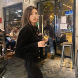 Nukty Black Short Small Fragrance Coat Female Wool Tweed Small Fragrant Elegant Women Tops 2024 Autumn Korean Chic Temperament Jackets