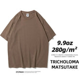 Nukty 280gsm High Qualtity Oversized Heavy T-shirt for Men Short Sleeve Tee Cotton Solid Color Trend Leisure Green White Black