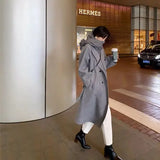 Nukty Long Woolen Jacket Solid Color Double Row Buttoned Overcoat For Autumn/winter New Style Collar Thickened For Cold Weather