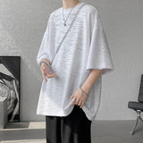 Nukty Summer Chic Fashion Holes T-Shirts For Men Clothing Short Sleeve O-Neck Loose Casual Solid Color Tee Shirt Homme Streetwear