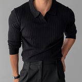 Nukty Men's Fashion Luxury V-neck Knitted Jacquard Polo Shirt Solid Color Long-sleeved Korean Popular Leisure Knitwear New Autumn