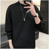 Nukty Spring Autumn Y2K Elegant Fashion KPOP Sweatshirt Man Fashion All Match Long Sleeve Top Solid Color Casual Pullover Male Clothes