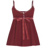 Nukty Cute Coquette Bandage Bow Tees Women Summer Casual Fashion Loose A-line Camis Vintage y2k Crop Top Retro Aesthetic Vest