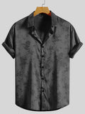 Nukty Men's Embroidered Shirt  Short Sleeve Shirt Casual Summer Beach Button Down Shirts