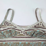 Nukty Retro Print V-neck Camis Summer Holiday Graphic Sleeveless Skinny Crop Top Women Casual Vintage y2k Tees Streetwear Basic