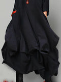 Nukty Women Winter Solid Round Neck Slouchy Asymmetrical Hem Midi Dress Long Sleeve Dress Winter Dress Casual Party Dresses