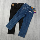 Nukty Demonic Straight Leg Jeans Retro Logo Print Unisex Long Trousers Hip Hop Style Cross-Border Trade From Mainland China