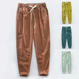 Nukty 7 Colors Men's Cotton Linen Pants Male Spring Summer Casual Solid Color Thin Linen Cargo Trousers Streetwear M-XXXL